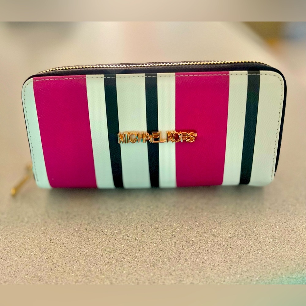 Michael Kors Striped Wristlet and Wallet